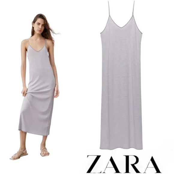 ZARA | Gray | LONG KNIT DRESS - Picture 1 of 13